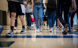  Image of feet in school hallway